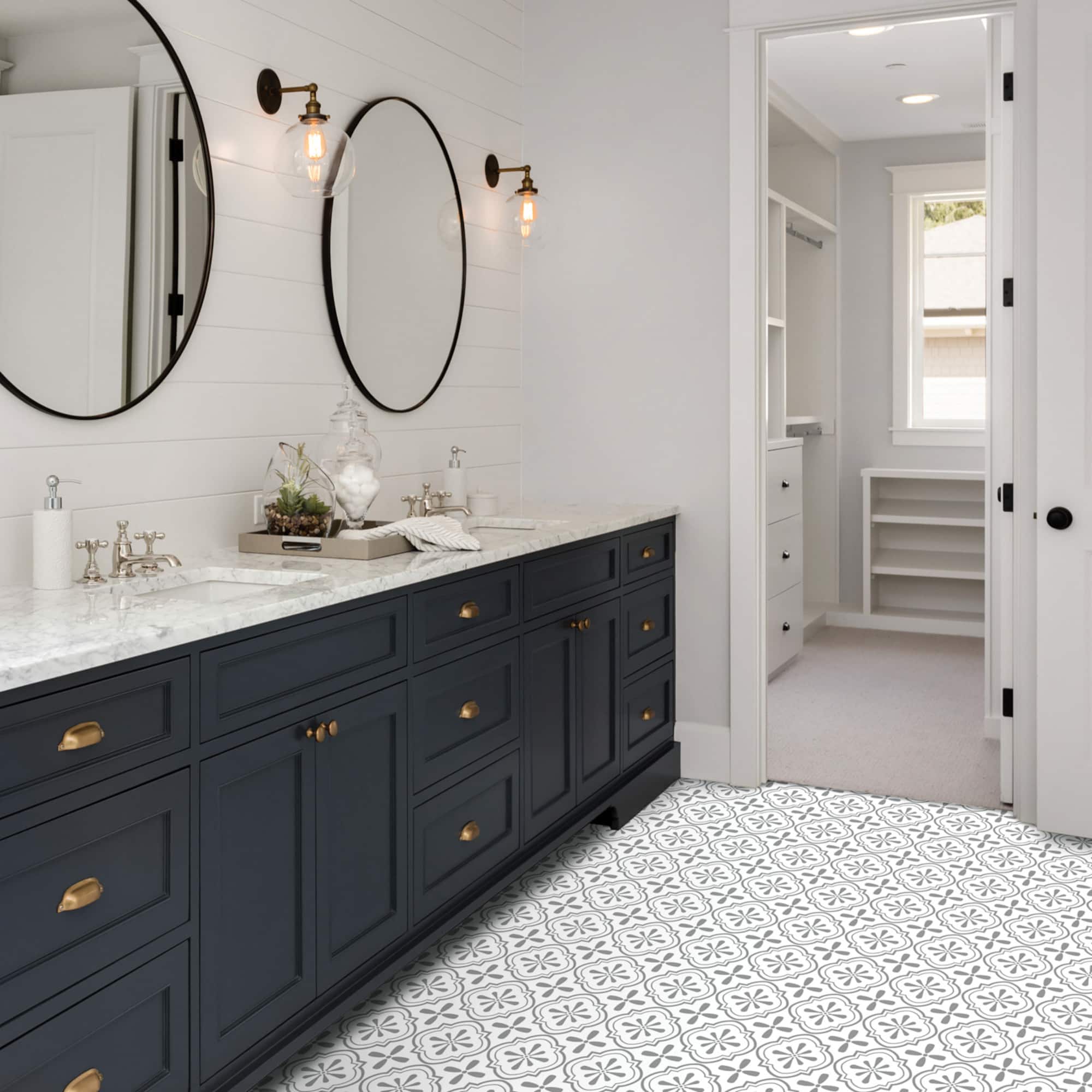 RoomMates Cosmos Gray Peel & Stick Floor Tile